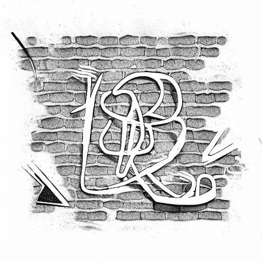 letters bug jr2, brick wall, font graffiti tattoo design idea