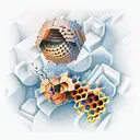 honeycombs, shading on one side, 3d effect tattoo design idea