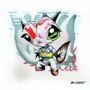 Bugjr2 on a wall, font graffiti, evil tattoo design idea