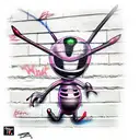 Bugjr2 on a wall, font graffiti, evil tattoo design idea
