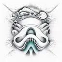 dangerous, ocean waves, psychotic, shading on one side, 3d, hypnotic tattoo design idea