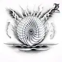 dangerous, ocean waves, psychotic, shading on one side, 3d, hypnotic tattoo design idea