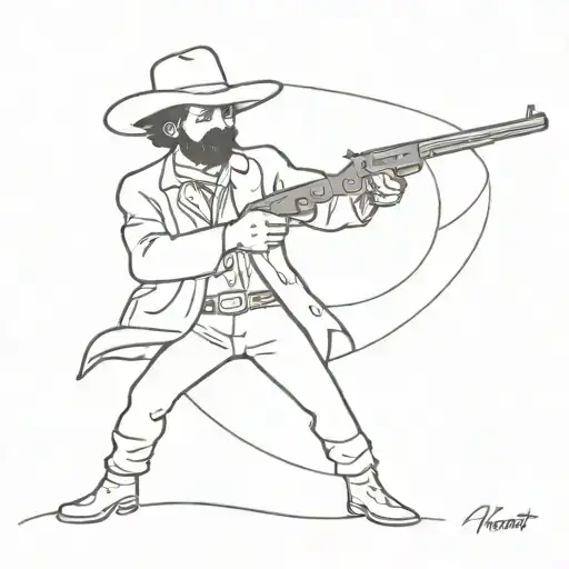  SPAGHETTI WESTERN SPACE COWBOY SHOOTING MEATBALL OUT OF PISTOL  tattoo design idea
