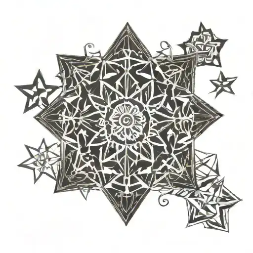 snowflakes moon star tattoo design idea