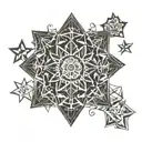 snowflakes moon star tattoo design idea
