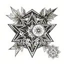 snowflakes moon star tattoo design idea