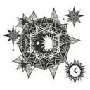 snowflakes moon star tattoo design idea