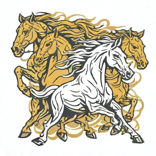 herd of horses running tattoo design idea