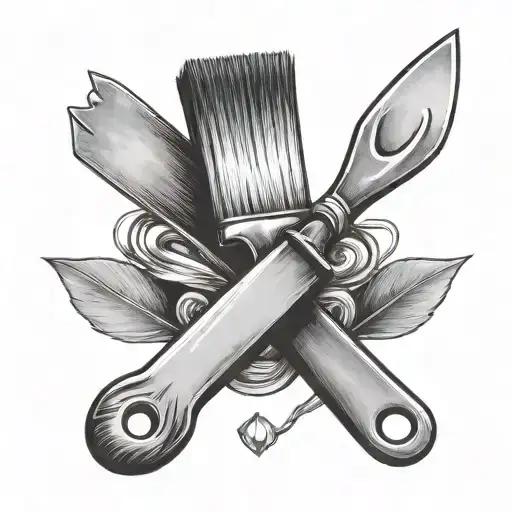 A tattoo of a paintbrush and a spatula crossed together, showcasing the client's dual interests in art and cooking tattoo design idea
