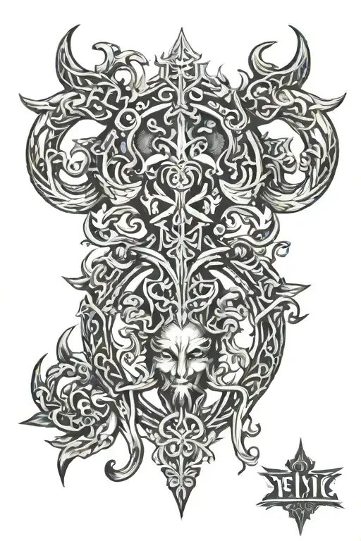 Slavic god Veles symbol black ink tattoo design idea
