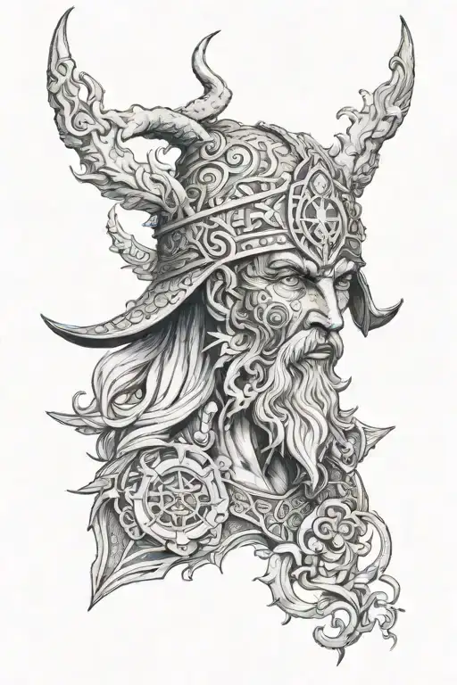 Slavic god Veles merged in one tattoo design idea