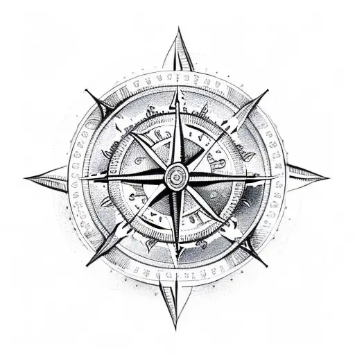Viking compass with nautical style tattoo design idea