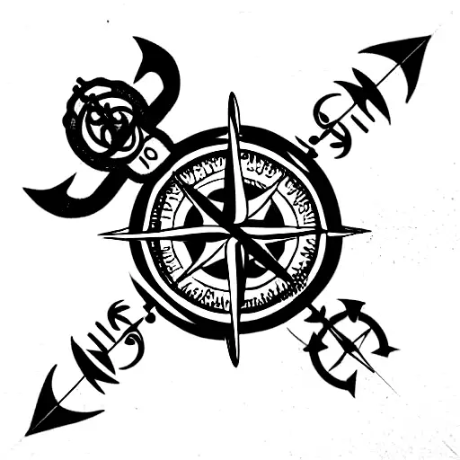 Viking compass with nautical style tattoo design idea