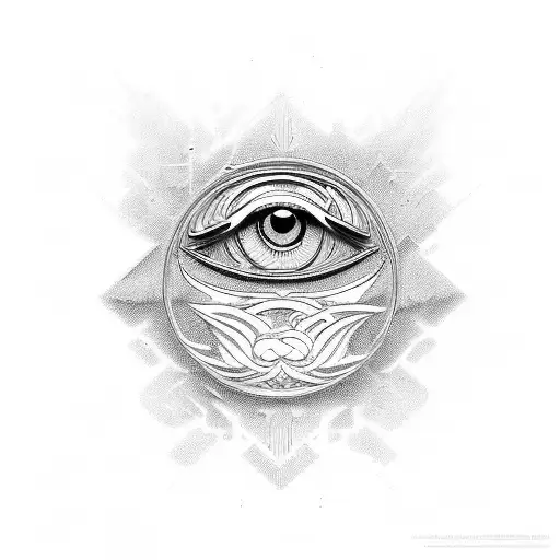 a combination of a phoenix rising, a data knot, a lotus and the evil eye tattoo design idea