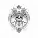 a combination of a phoenix rising, a Celtic dara knot, a lotus and the eye of horus tattoo design idea