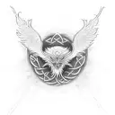 a combination of a phoenix rising, a Celtic dara knot, a lotus and the eye of horus tattoo design idea