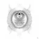 a combination of a phoenix rising, a Celtic dara knot, a lotus and the evil eye tattoo design idea