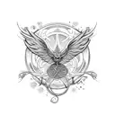 a combination of a phoenix rising, a Celtic dara knot, a lotus and the evil eye tattoo design idea