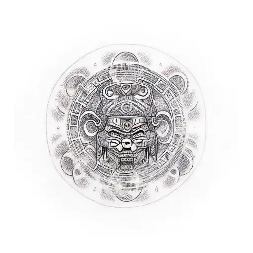 tattoo with all mayan, viking, maori symbols in binary code format tattoo design idea