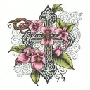 the Cross of Lorraine made out of an orchid tree tattoo design idea