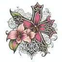 the Cross of Lorraine made out of an orchid tree tattoo design idea