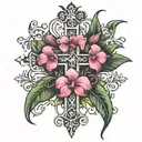 the Cross of Lorraine made out of an orchid tree tattoo design idea