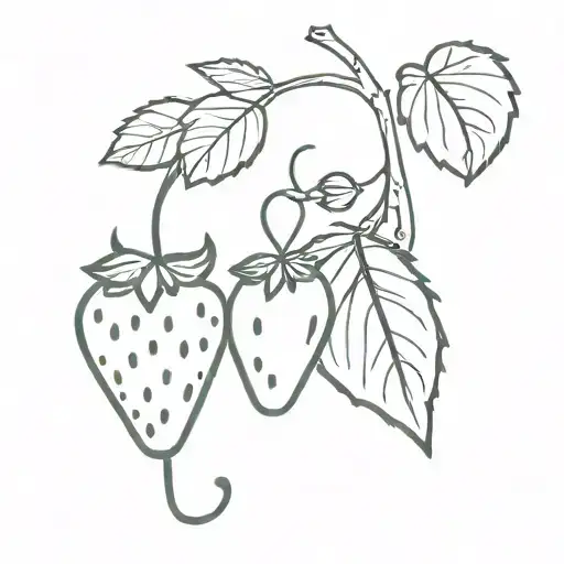 sewing needle and strawberry vine tattoo design idea