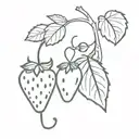 sewing needle and strawberry vine tattoo design idea