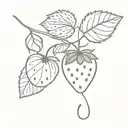 sewing needle and strawberry vine tattoo design idea