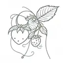 sewing needle and strawberry vine tattoo design idea