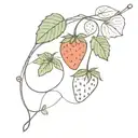 sewing needle and strawberry vine tattoo design idea