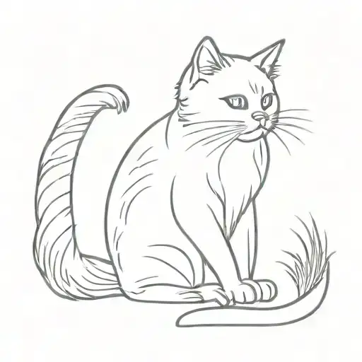 Persian cat sitting tattoo design idea