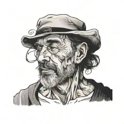 face of a man thinking about providing for his family, loving his wife, protecting his children and growing old tattoo design idea