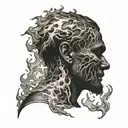 a silhouette of a man in burning on the inside  tattoo design idea