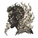 a silhouette of a man in burning on the inside  tattoo design idea