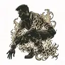 a silhouette of a man in burning on the inside  tattoo design idea