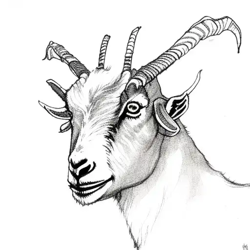 Goat heidrun standing On the roof of valhalla she's gnawing Lärad's leaves tattoo design idea