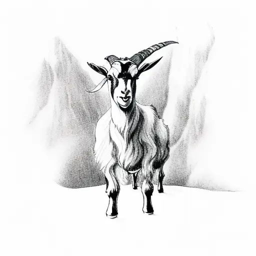 Goat heidrun standing on top of valhalla  tattoo design idea