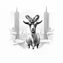 Goat heidrun standing On the roof of valhalla she's gnawing Lärad's leaves tattoo design idea