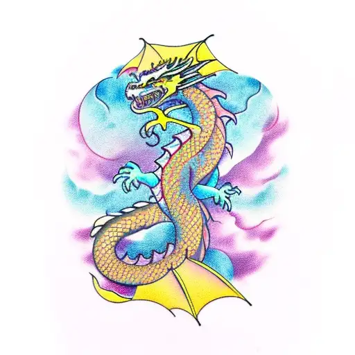 Dragon with some of its scales shaped like hearts  tattoo design idea