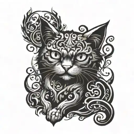 angry cat tattoo design idea