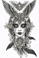 wings and eyes tattoo design idea