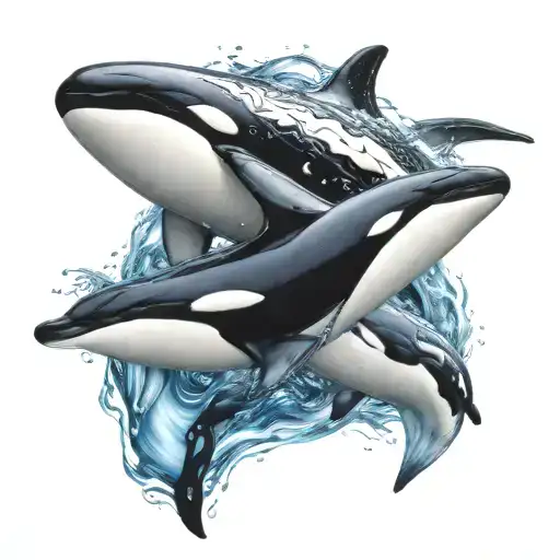 orca and beluga whale ying yang realistic tattoo tattoo design idea