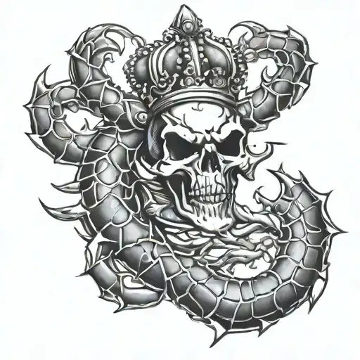 Crown and scorpion tattoo design idea