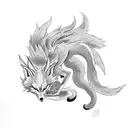 nine tailed fox tattoo design idea