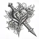 dagger and broken heart tattoo design idea
