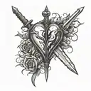 dagger and broken heart tattoo design idea