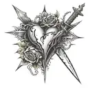 dagger and broken heart tattoo design idea