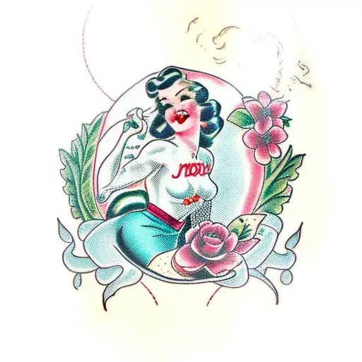 radish pinup girl tattoo design idea