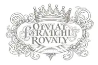 one straight sentence Loyalty over royalty text cursive font with a crown by loyalty and a money bag by royalty simple tattoo design idea